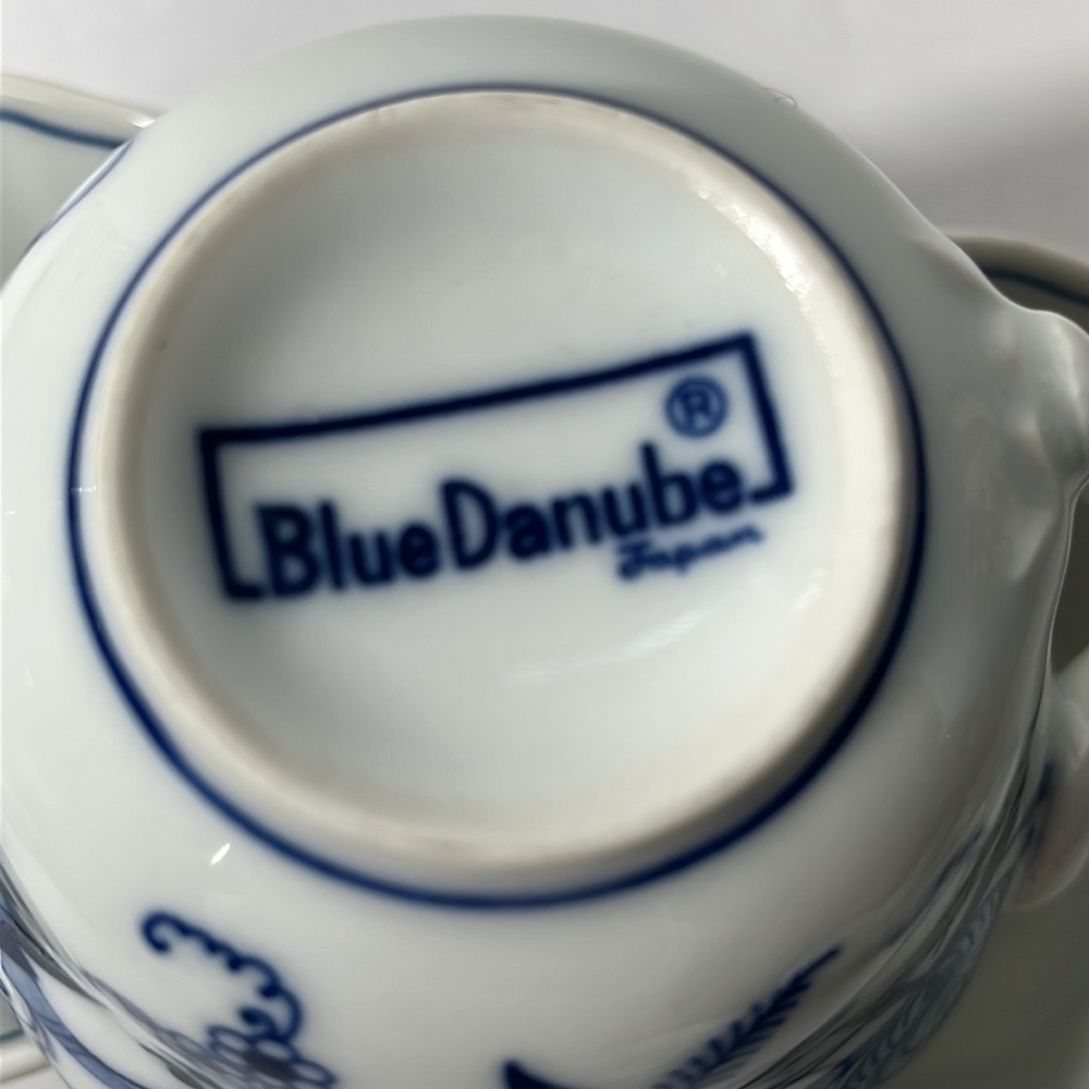 Vintage Blue Danube Japan Tea Cups Set of 6 Blue White Floral Split‎ Handle 8 oz - Picture 8 of 11